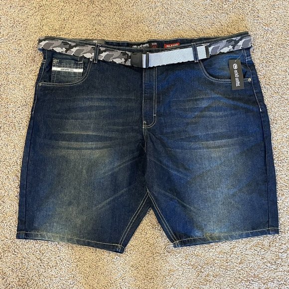 Ecko Unlimited Other - Ecko Unltd Jean Shorts Men's 759 Relaxed Fit Camo Belted Denim Dark Indigo Q965